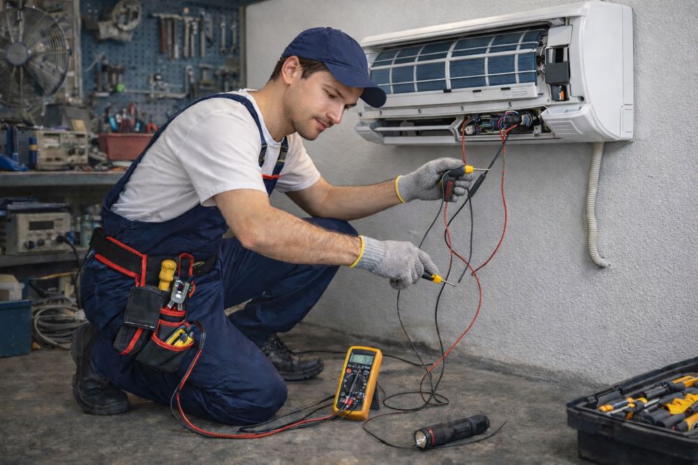 Air conditioner gas top-up and compressor service